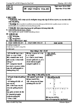 Giáo án Đại số 7 tuần 15 tiết 31- Mặt phẳng tọa độ