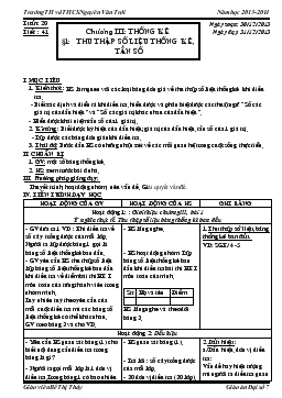 Giáo án Đại số 7 tuần 20 tiết 41- Thu thập số liệu thống kê, tần số