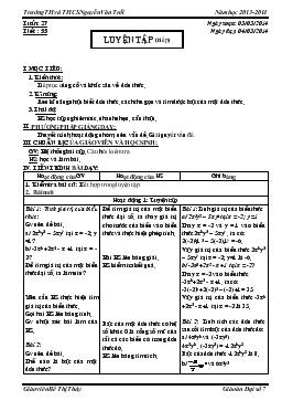 Giáo án Đại số 7 tuần 27 tiết 55: Luyện tập (tiếp)