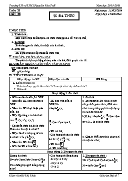 Giáo án Đại số 7 tuần 28 tiết 58: Đa thức