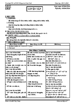 Giáo án Đại số 7 tuần 32 tiết 63: Luyện tập