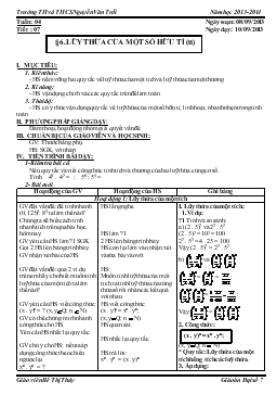 Giáo án Đại số 7 tuần 4 tiết 7- Lũy thừa của một số hữu tỉ