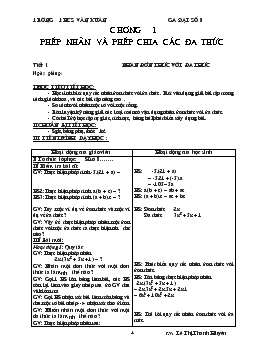 Giáo án Đại số 8 Chương 1- Phép nhân và phép chia các đa thức