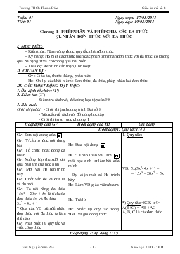 Giáo án đại số 8 chương 1 Trường THCS Thanh Đức