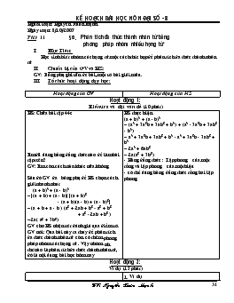 Giáo án đại số 8 tiết 11- Phân tích đa thức thành nhân tử bằng phương pháp nhóm nhiều hạng tử