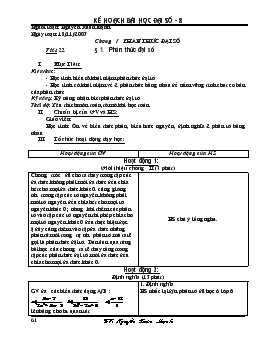 Giáo án đại số 8 tiết 22- Phân thức đại số