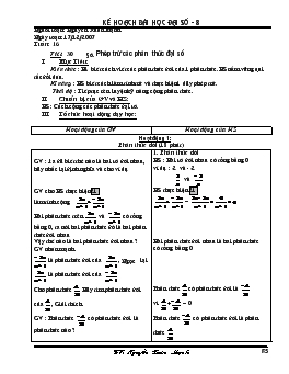 Giáo án đại số 8 tiết 30- Phép trừ các phân thức đại số