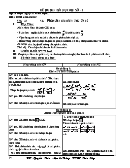 Giáo án đại số 8 tiết 33- Phép chia các phân thức đại số