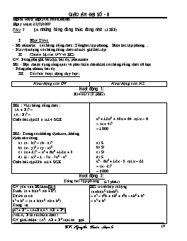 Giáo án đại số 8 tiết 7- Những hằng đẳng thức đáng nhớ (tiếp)