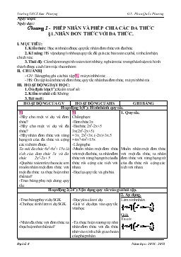 Giáo án Đại số 8 Trường THCS Kim Phượng