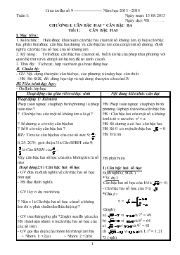 Giáo án đại số 9 Năm học 2013 - 2014