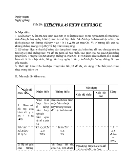 Giáo án Đại số 9 Tiết 29: kiêm tra 45 phút chương ii