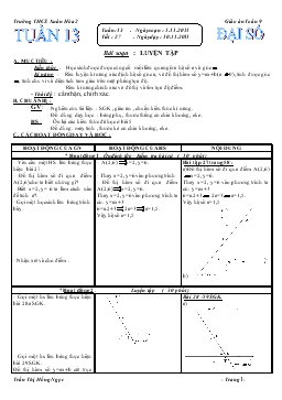 Giáo án Đại số 9 tuần 13 Trường THCS Xuân Hòa 2
