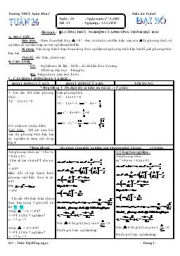Giáo án Đại số 9 tuần 26 Trường THCS Xuân Hòa 2