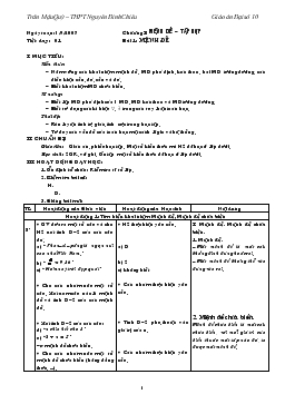 Giáo án Đại số lớp 10 Bài 1: mệnh đề