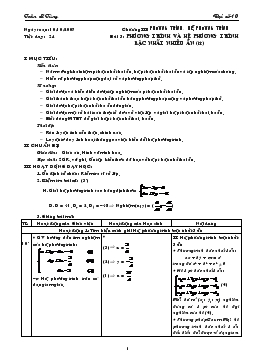 Giáo án Đại số lớp 10 tiết 24- Phương trình và hệ phương trình bậc nhất nhiều ẩn