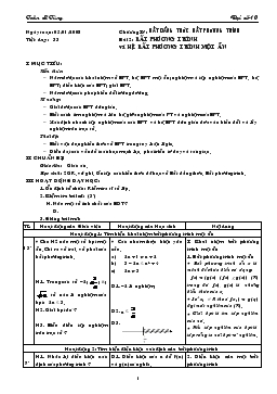Giáo án Đại số lớp 10 tiết 33- Bất phương trình và hệ bất phương trình một ẩn