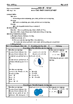 Giáo án Đại số lớp 10 tiết 4 Bài 3: các phép toán tập hợp