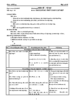 Giáo án Đại số lớp 10 tiết 5 Bài 3: bài tập các phép toán tập hợp