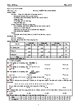 Giáo án Đại số lớp 10 tiết 61- Kiểm tra học kì ii