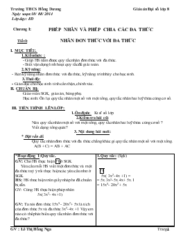 Giáo án Đại số lớp 8 Trường THCS Hồng Dương