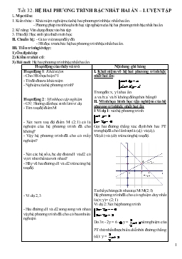 Giáo án Đại số lớp 9 Tiết 32: hệ hai phương trình bậc nhất hai ẩn – luyện tập
