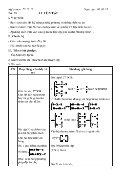 Giáo án Đại số lớp 9 Tiết 39: luyện tập