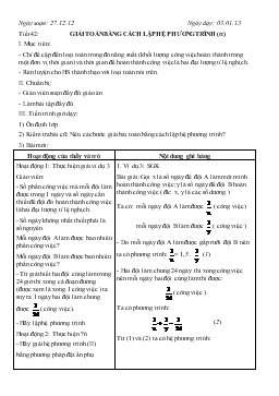 Giáo án Đại số lớp 9 Tiết 42: giải toán bằng cách lập hệ phương trình (tiếp)