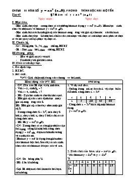 Giáo án Đại số lớp 9 Tiết 47 bài 1- Hàm số y = ax2 (a0)