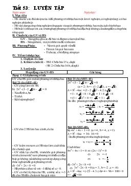 Giáo án Đại số lớp 9 Tiết 53: luyện tập