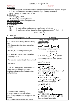 Giáo án Đại số lớp 9 Tiết 55: luyện tập
