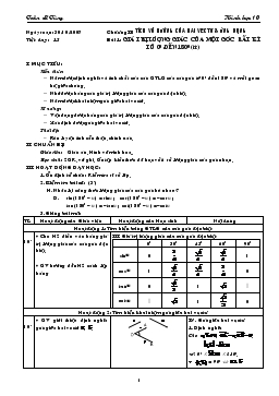 Giáo án Hình học 10 tiết 15- Giá trị lượng giác của một góc bất kì từ 0 đến 180 (tt)