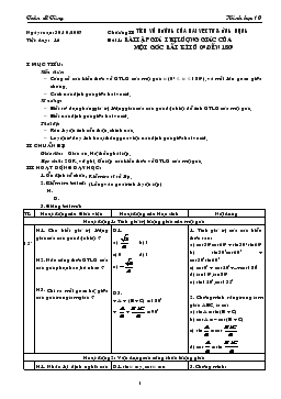 Giáo án Hình học 10 tiết 16- Bài tập giá trị lượng giác của một góc bất kì từ 0 đến 180