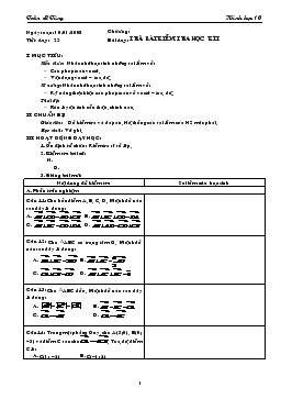 Giáo án Hình học 10 tiết 22- Trả bài kiểm tra học kì i