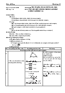 Giáo án Hình học 10 tiết 26- Các hệ thức lượng trong tam giác và giải tam giác (tt)