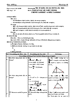 Giáo án Hình học 10 tiết 27- Bài tập các hệ thức lượng trong tam giác và giải tam giác
