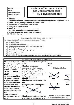 Giáo án Hình học 7: Bài 1: hai góc đối đỉnh