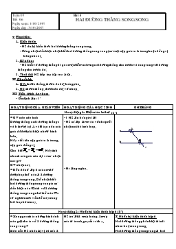 Giáo án Hình học 7: Bài 4- Hai đường thẳng song song