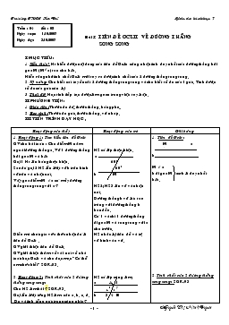 Giáo án Hình học 7: Bài 5: tiên đề ơclit về đường thẳng song song