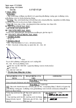 Giáo án Hình học 7 Tiết 50: luyện tập