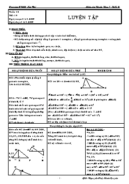 Giáo án Hình học 7 tuần 10 tiết 19: Luyện tập