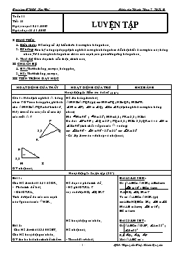 Giáo án Hình học 7 tuần 11 tiết 21: Luyện tập