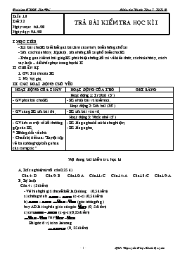 Giáo án Hình học 7 tuần 18 tiết 32: Trả bài kiểm tra học kì I