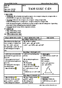 Giáo án Hình học 7 tuần 20 tiết 35: Bài 6- Tam giác cân