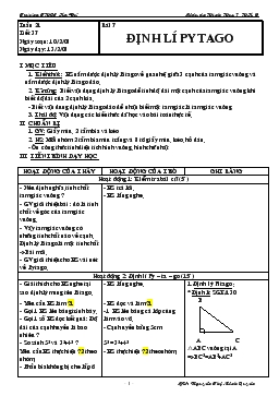 Giáo án Hình học 7 tuần 21 tiết 37: Bài 7- Định lí pytago