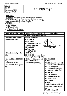 Giáo án Hình học 7 tuần 22 tiết 39: Luyện tập