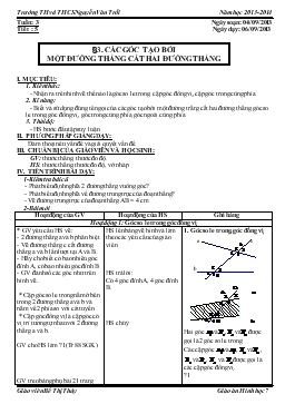 Giáo án Hình học 7 tuần 3 tiết 5: Các góc tạo bởi một đường thẳng cắt hai đường thẳng