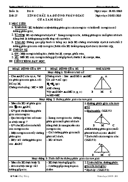 Giáo án Hình học 7 tuần 31 tiết 57: Tính chất ba đường phân giác của tam giác