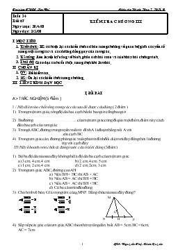 Giáo án Hình học 7 tuần 34 tiết 67: Kiểm tra chương iii