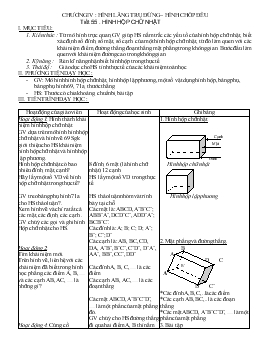 Giáo án Hình học 8 Chương iv : Hình lăng trụ đứng – hình chóp đều